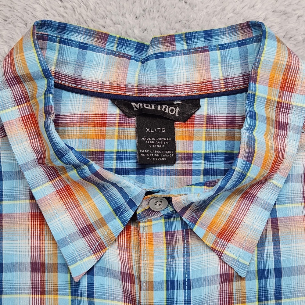Marmot Shirt Mens XL Multicolor Plaid Short Sleeve Button Up Lightweight Casual - Picture 4 of 14